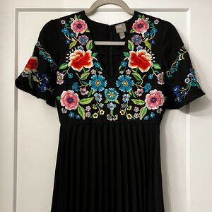 ASOS, Floral Pleated Black Cocktail Dress